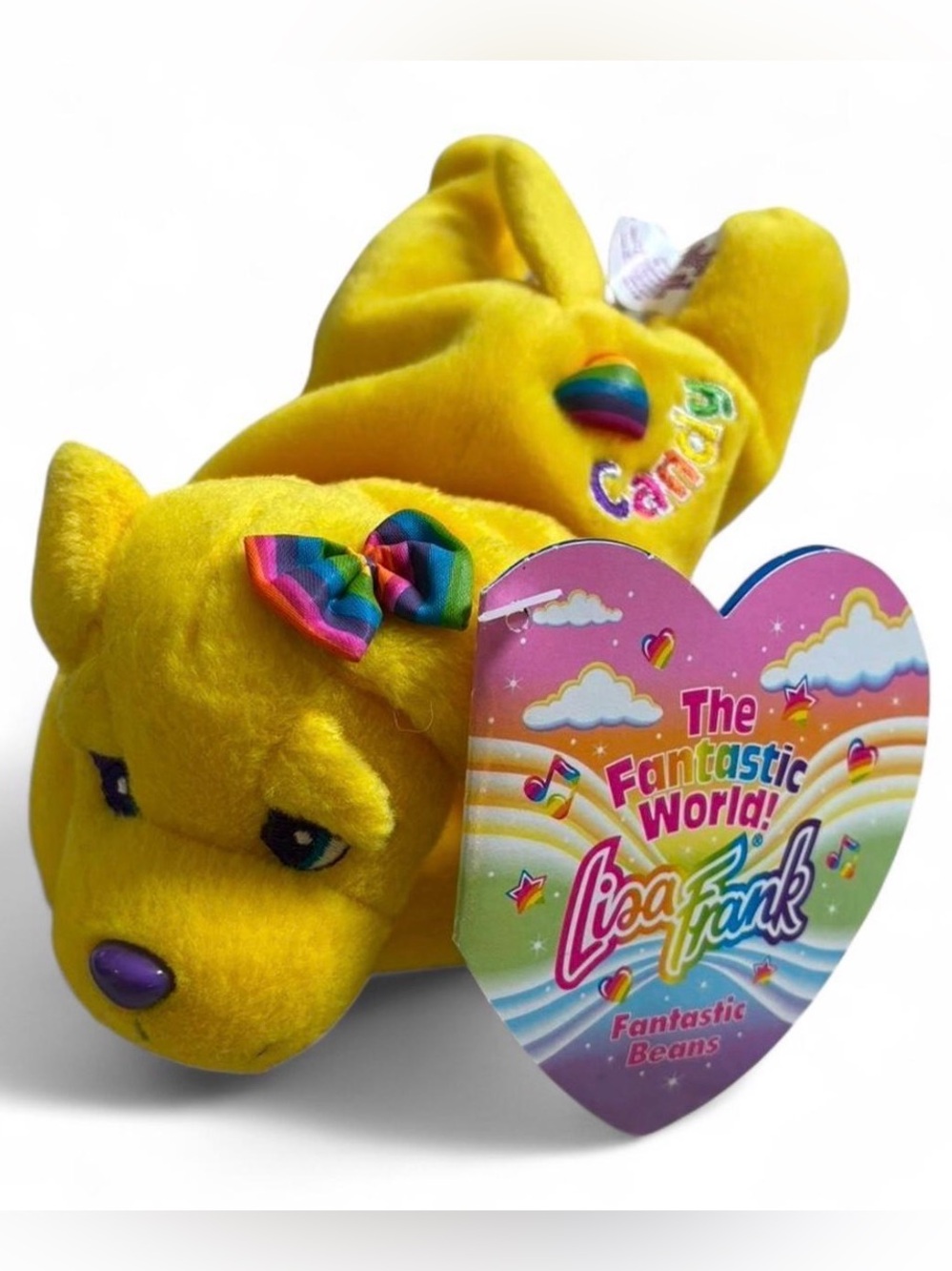 Y2K Lisa Frank Candy Beanie Baby Dog NWT